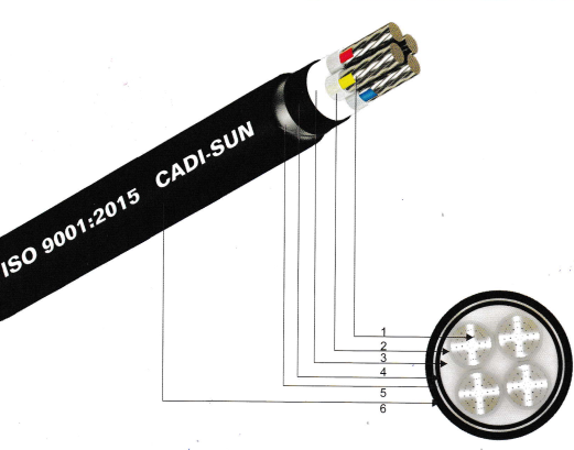 Cáp nhôm ngầm bọc cách điện XLPE, giáp băng thép, vỏ bọc PVC